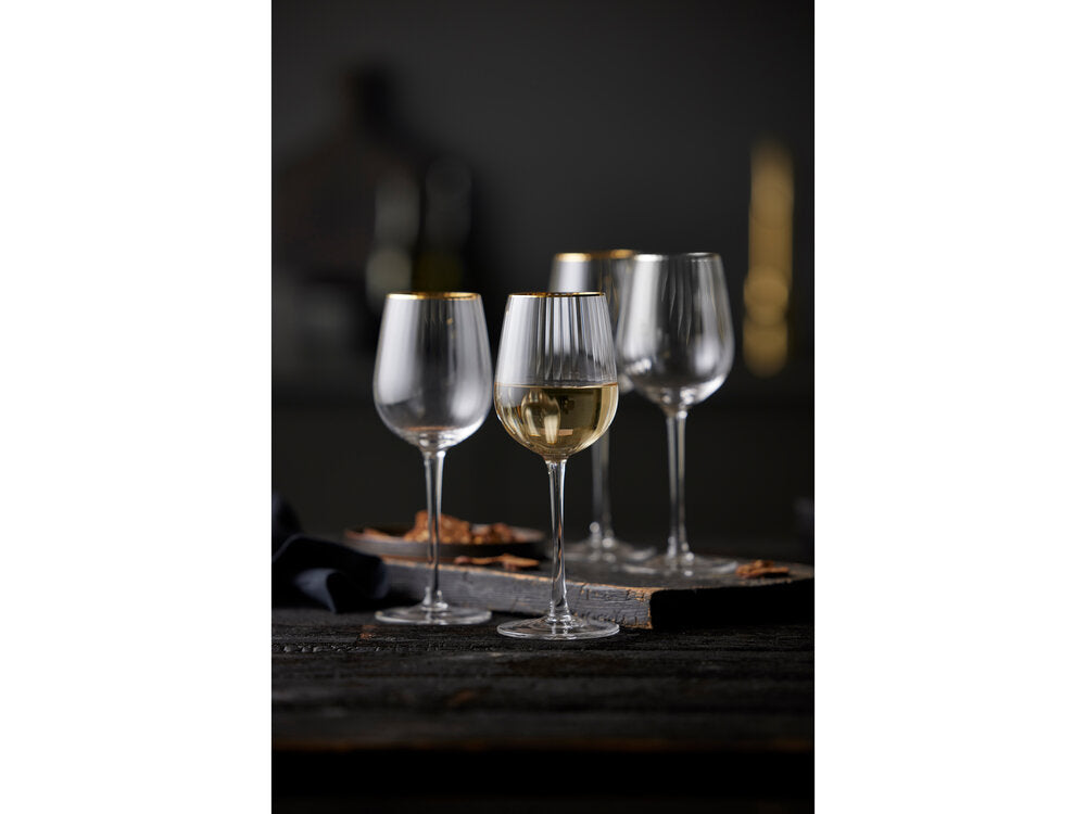 Palermo hvidvinsglas, guldfarvet kant - 4 stk.